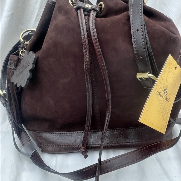 Patricia Nash Melrose Drawstring with Floret Key Fob Chocolate Nubuck - Picture 4 of 8